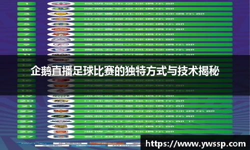 企鹅直播足球比赛的独特方式与技术揭秘