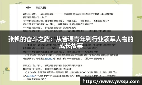 张帆的奋斗之路：从普通青年到行业领军人物的成长故事